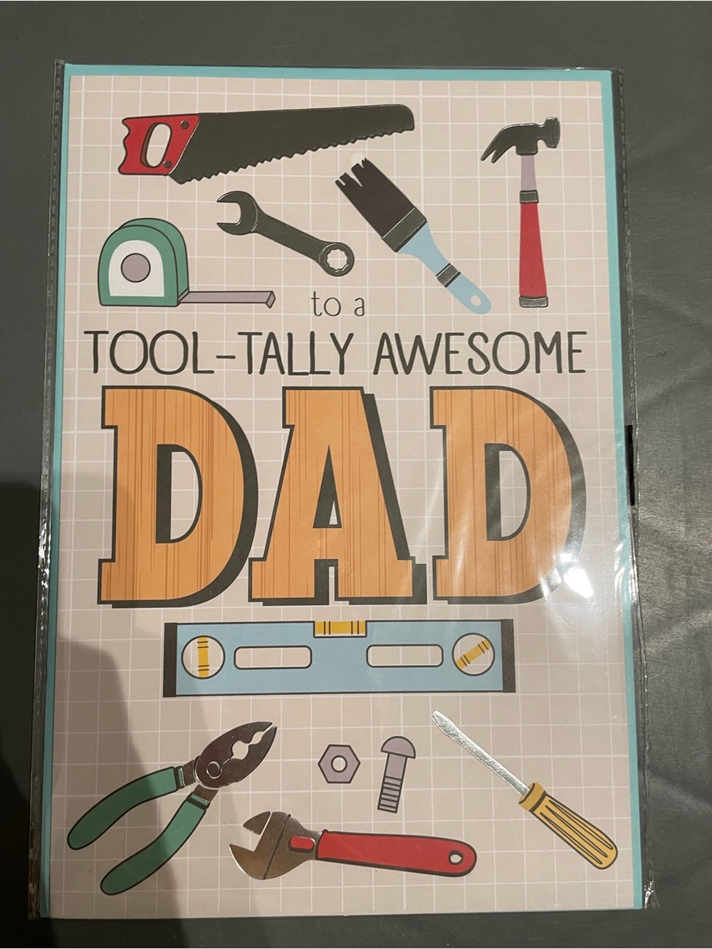 Jumbo Greeting Card 8”x12” with Envelope “Tool-Tally Awesome Dad” New